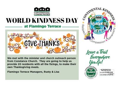 Flamingo Terrace World Kindness Day